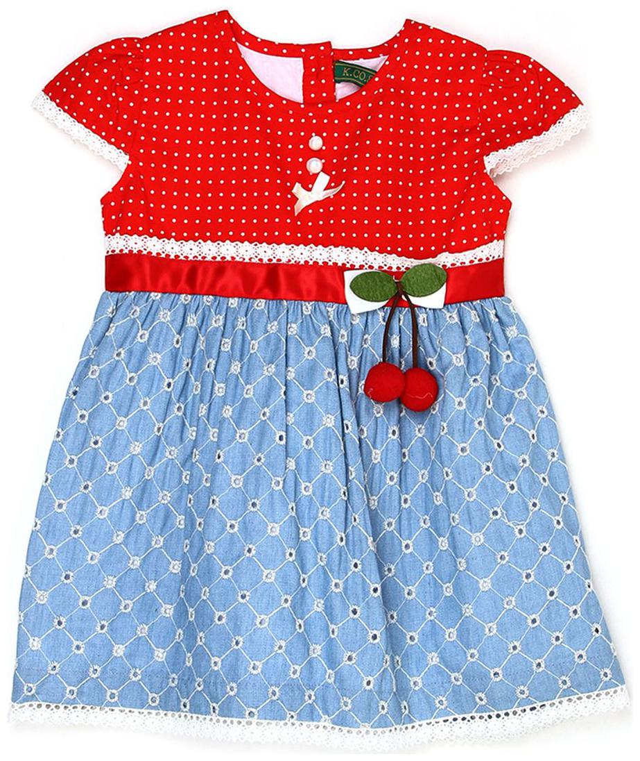 

K CO 89 Girls Red Embroidered Frock