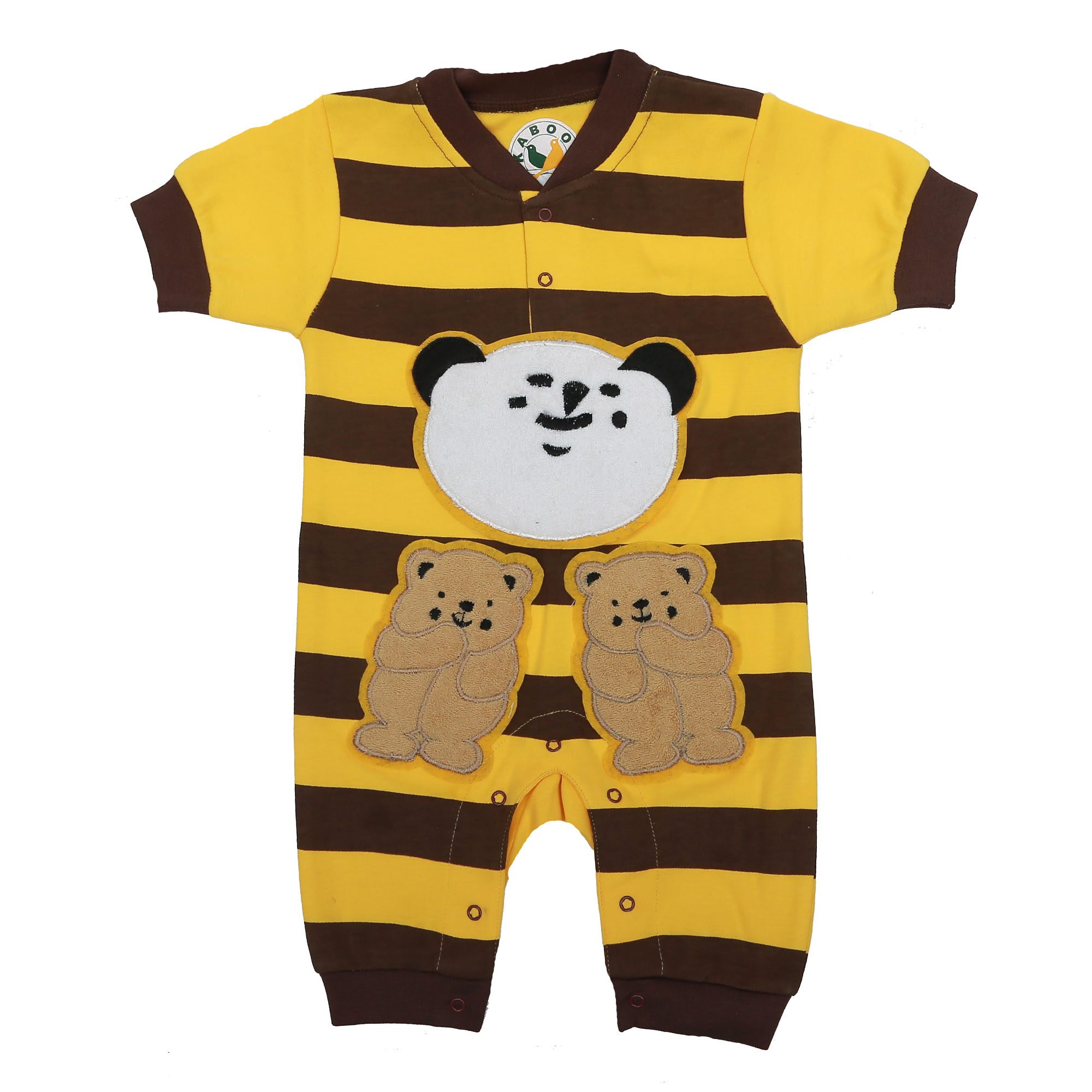 

KABOOS Unisex Cotton Checked Sleep suit Romper - Yellow