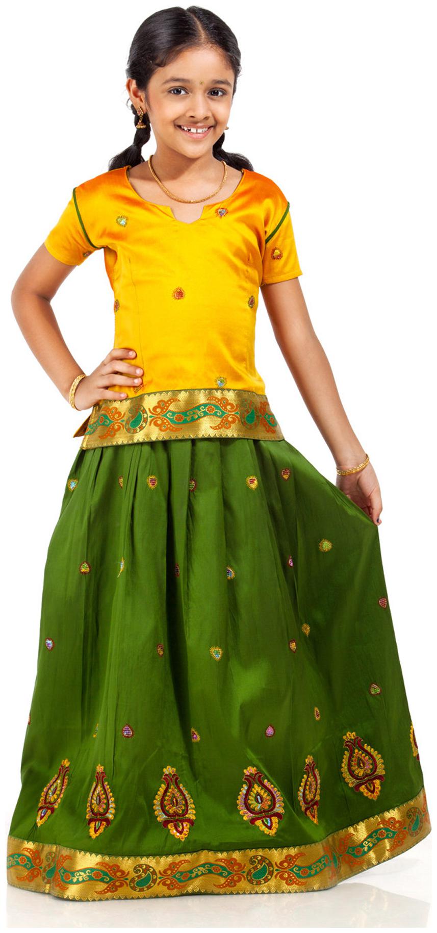

Kanakadara Yellow And Green Lehenga Choli (9-10 Years)