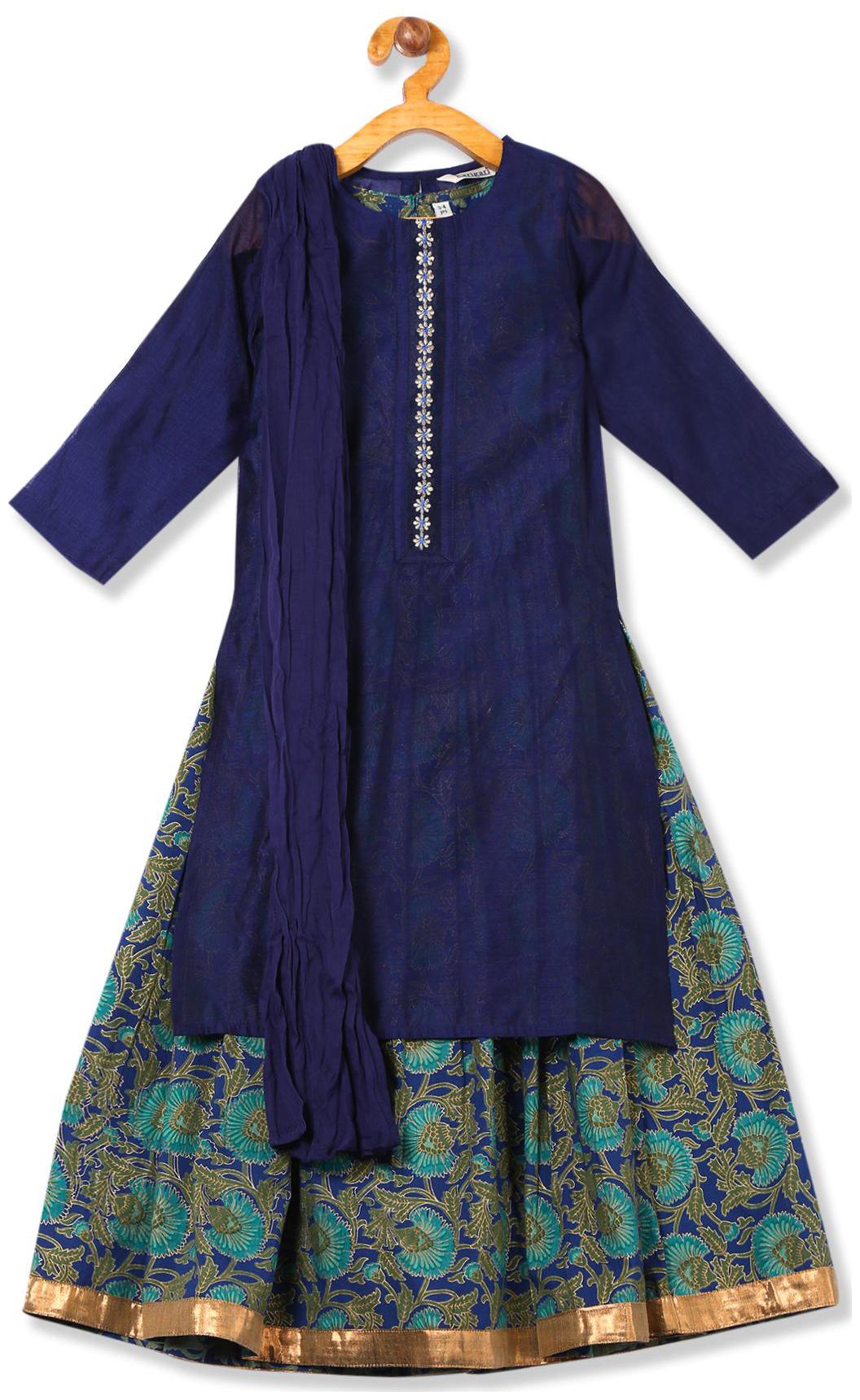 

Karigari Baby girl Top bottom set - Blue