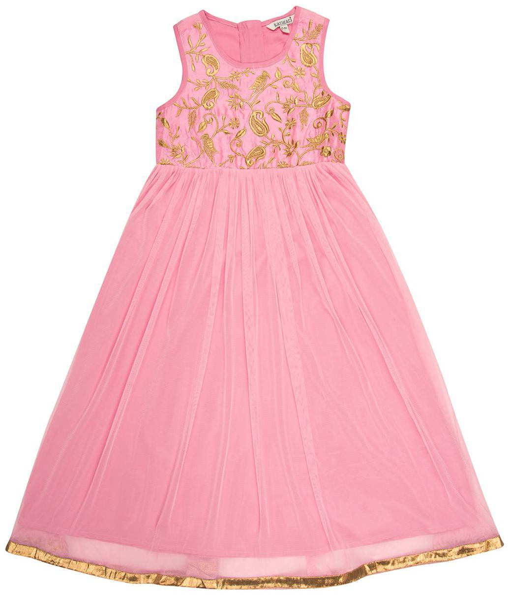 

Karigari Baby girl Polyester Self design Princess frock - Pink