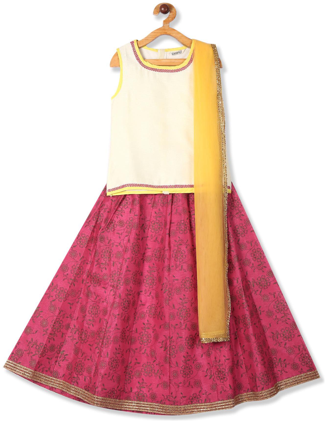 

Karigari Girl s Polyester Solid Sleeveless Kurti salwar set - Multi