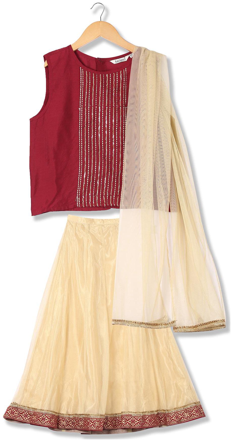 

Karigari Girl s Polyester Printed Sleeveless Kurti salwar set - Multi