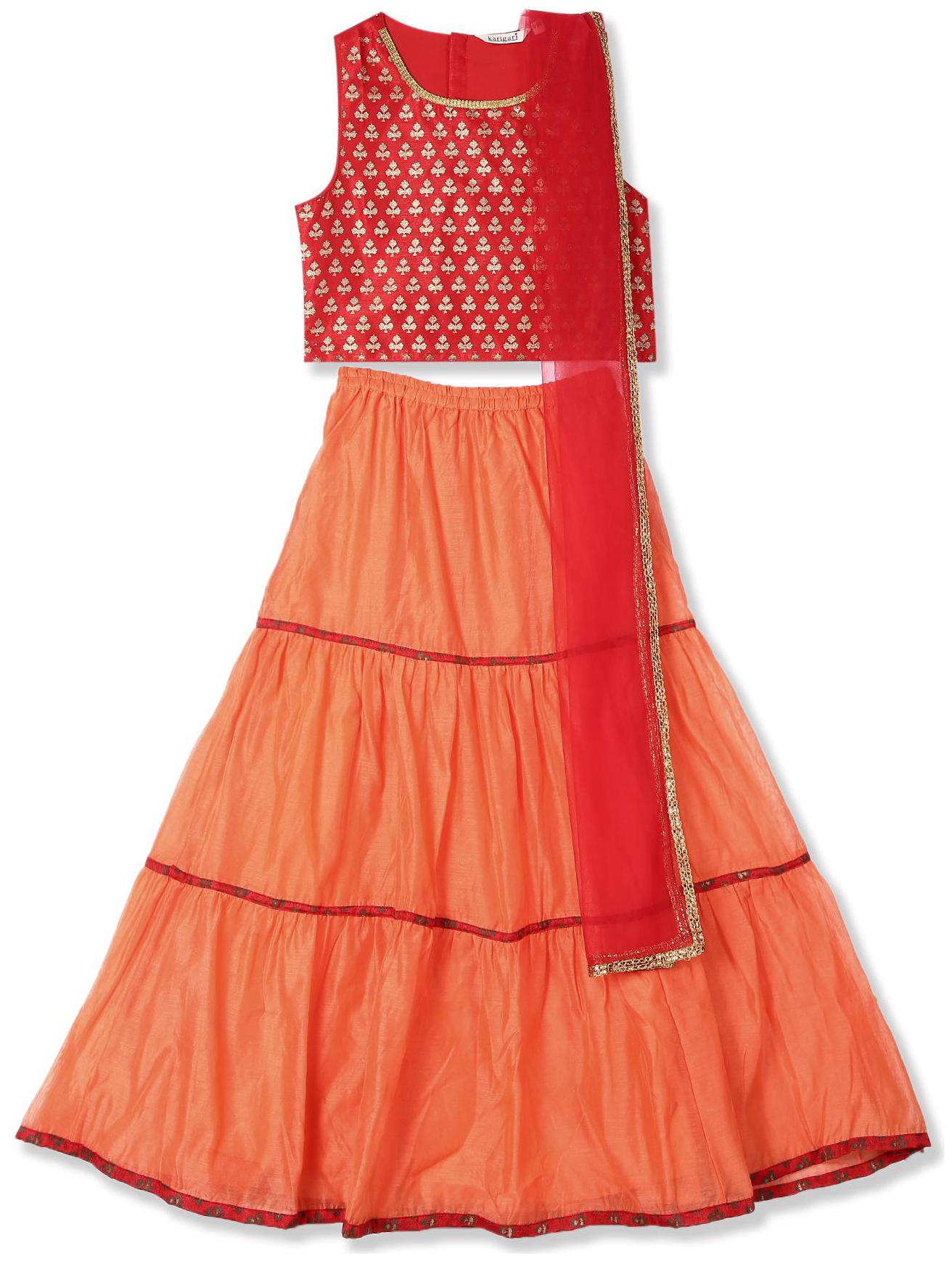 

Karigari Girl s Polyester Printed Sleeveless Kurti salwar set - Multi