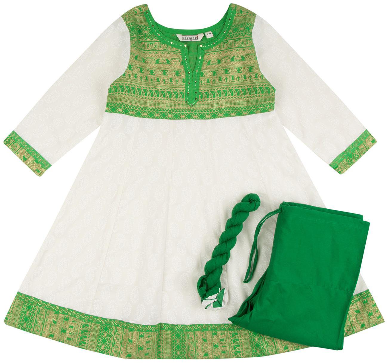 

Karigari Girl s Cotton Printed 3 4th sleeves Kurta kurti - Multi