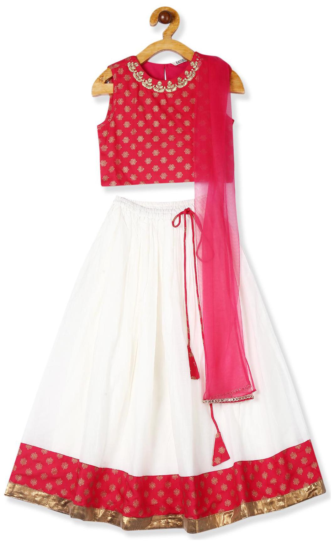 

Karigari Girl s Polyester Printed Sleeveless Kurti salwar set - Multi
