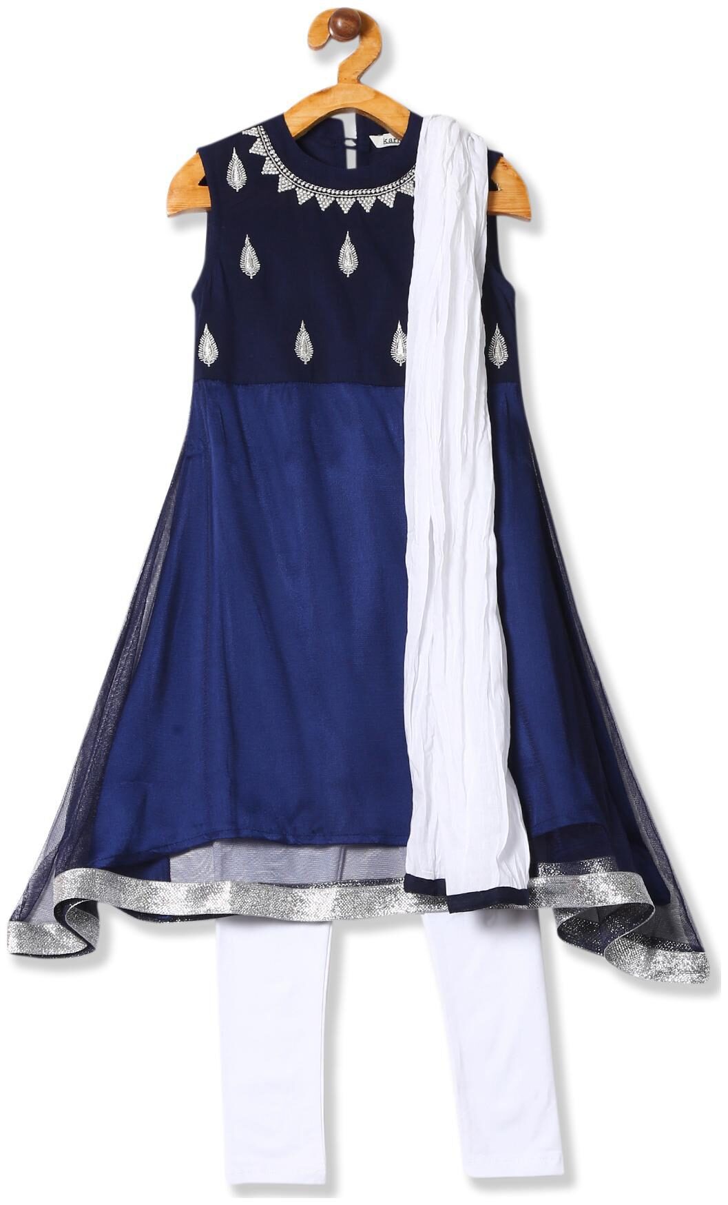

Karigari Girl s Polyester Printed Sleeveless Kurti salwar set - Multi