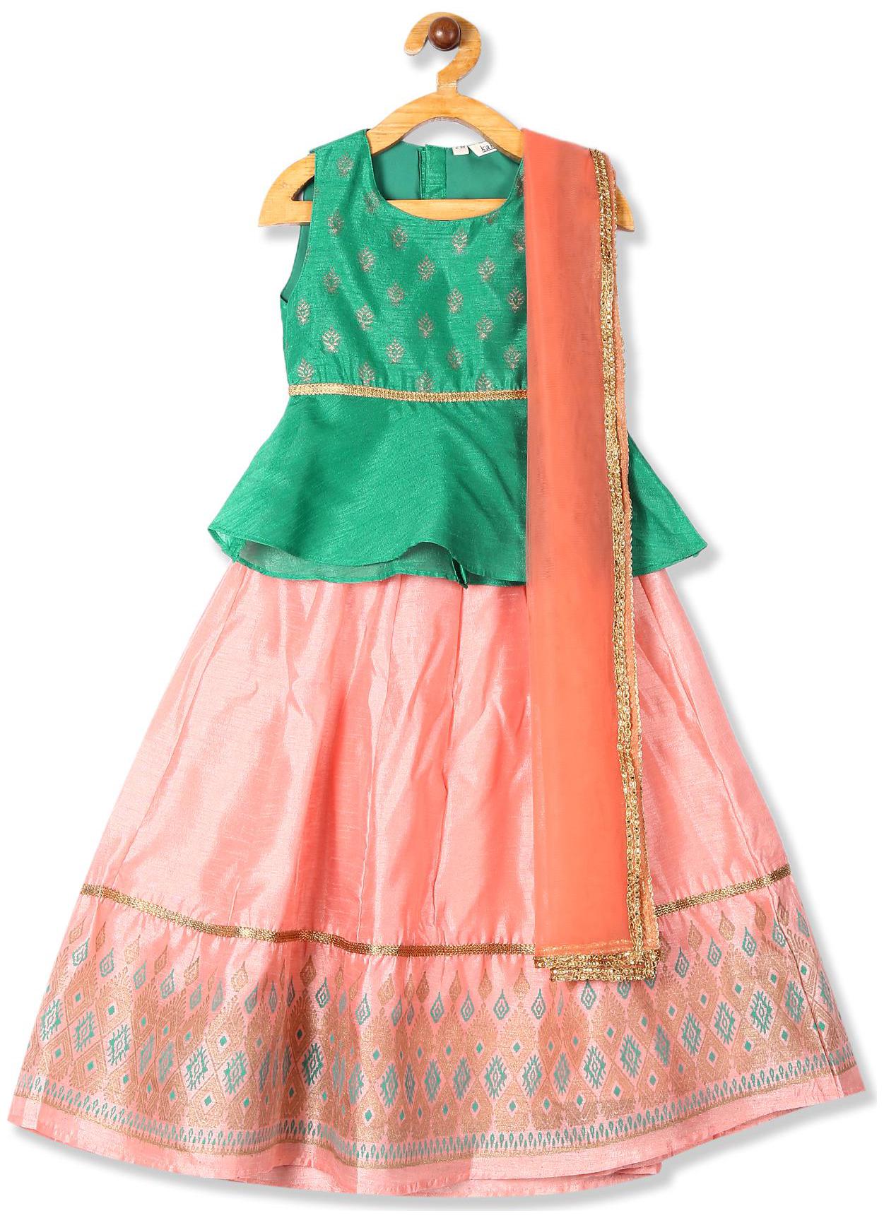 

Karigari Girl s Polyester Printed Sleeveless Kurti salwar set - Multi