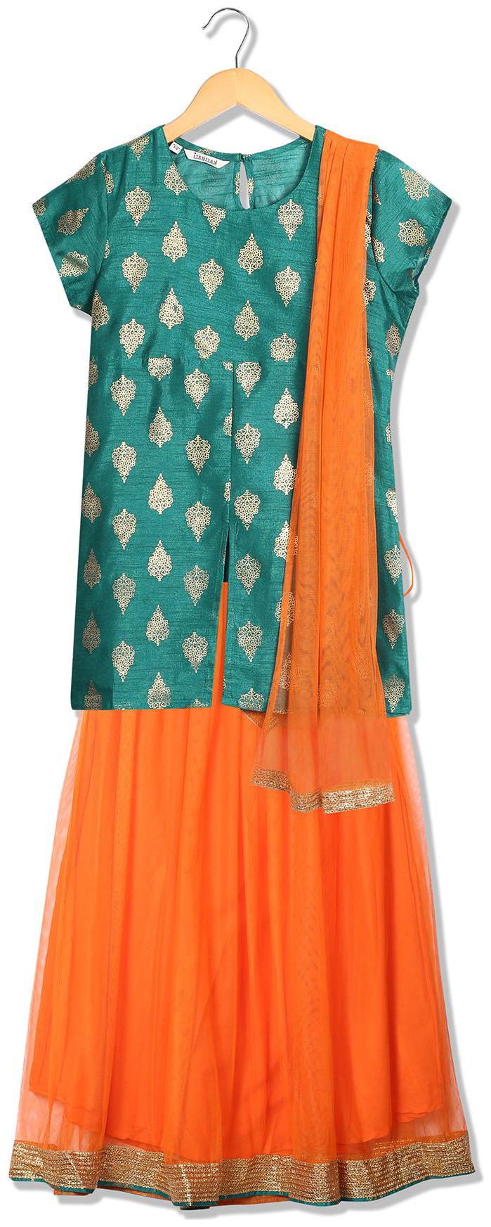 

Karigari Girl s Polyester Solid Short sleeves Kurta kurti - Multi
