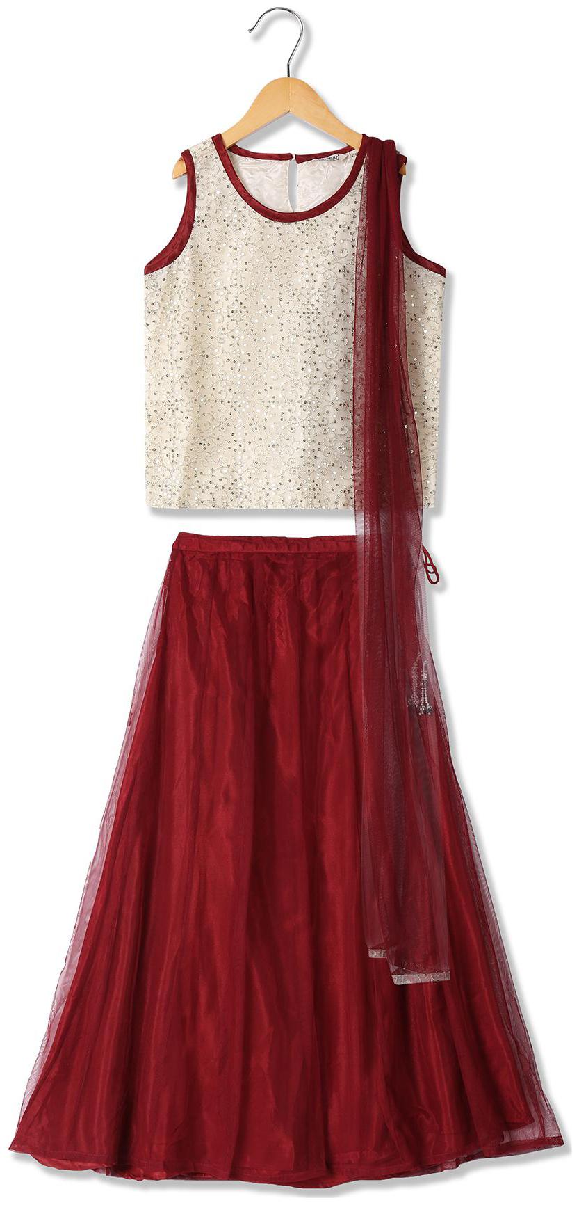 

Karigari Girl s Polyester Embellished Sleeveless Kurti salwar set - Multi