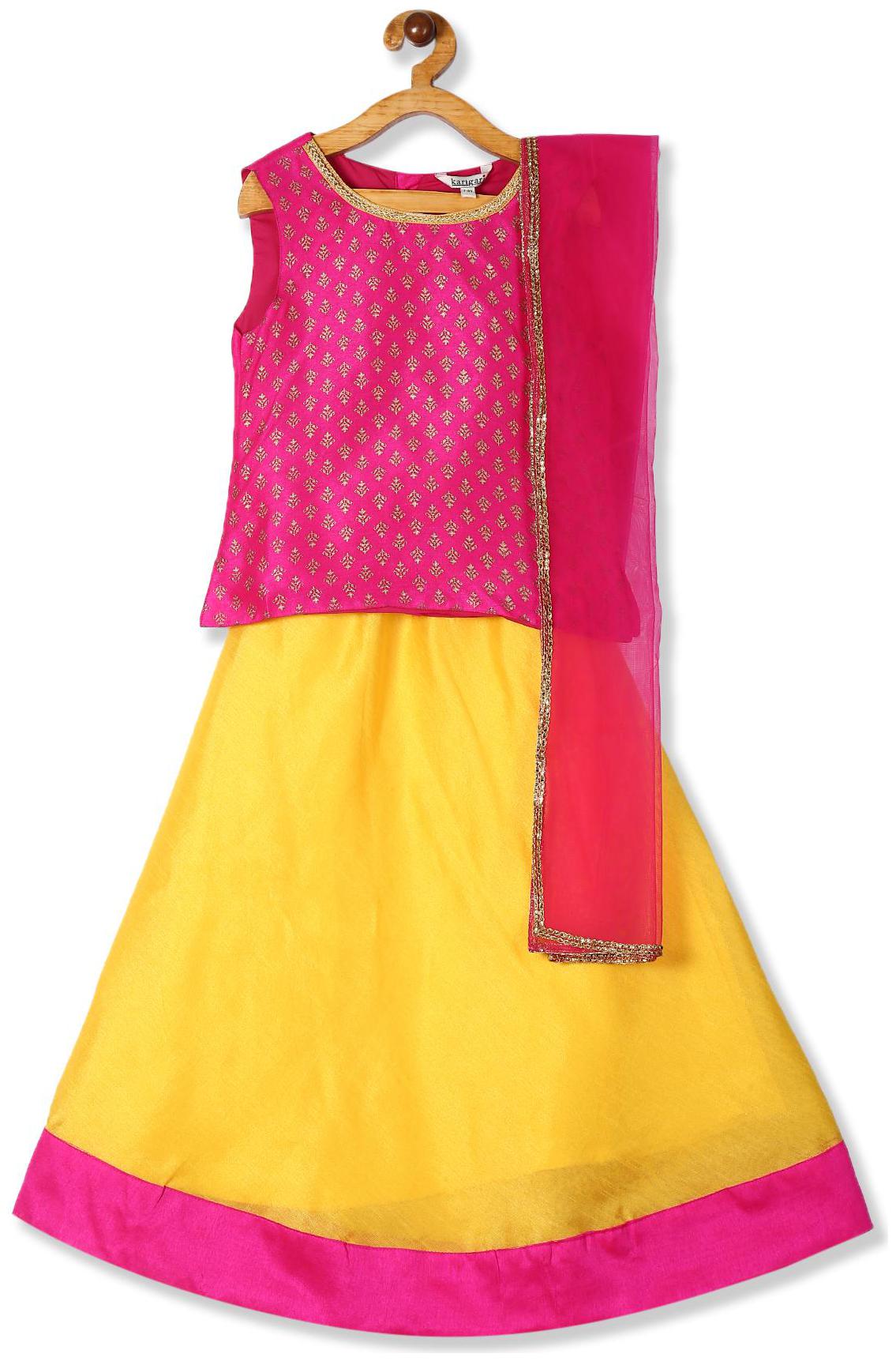 

Karigari Girl s Polyester Printed Sleeveless Kurti salwar set - Multi