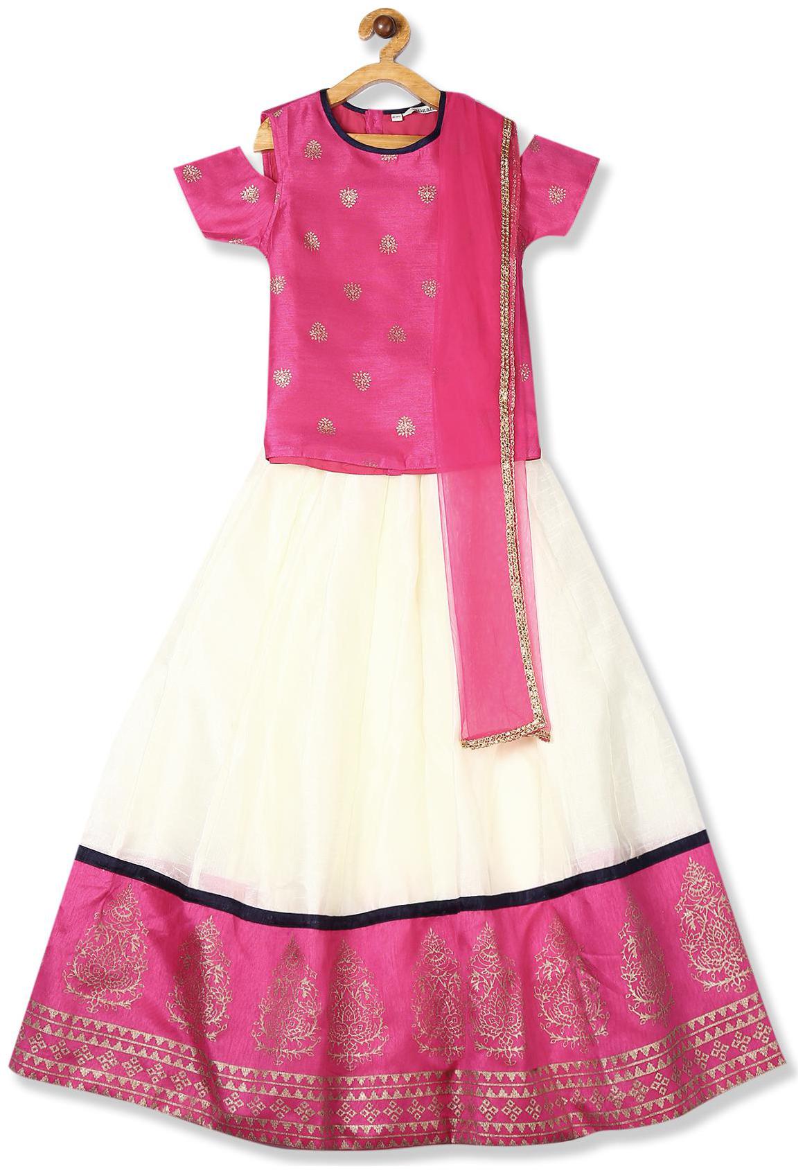 

Karigari Girl s Polyester Printed Short sleeves Kurti salwar set - Multi