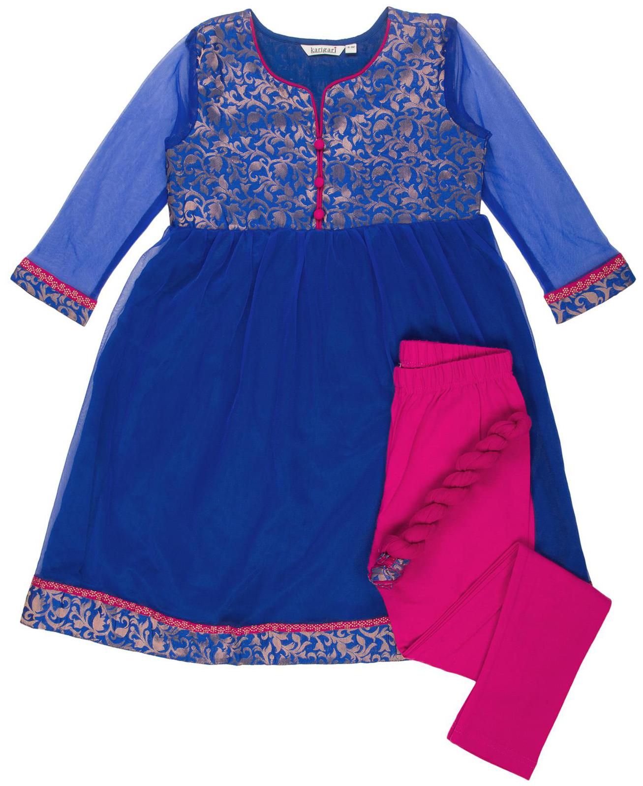 

Karigari Girl s Cotton Solid Full sleeves Kurta kurti - Multi