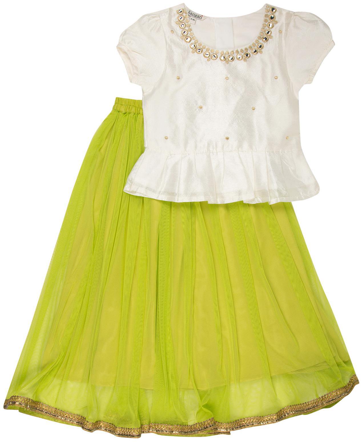 

Karigari Girl s Polyester Self design Short sleeves Kurti salwar set - Multi