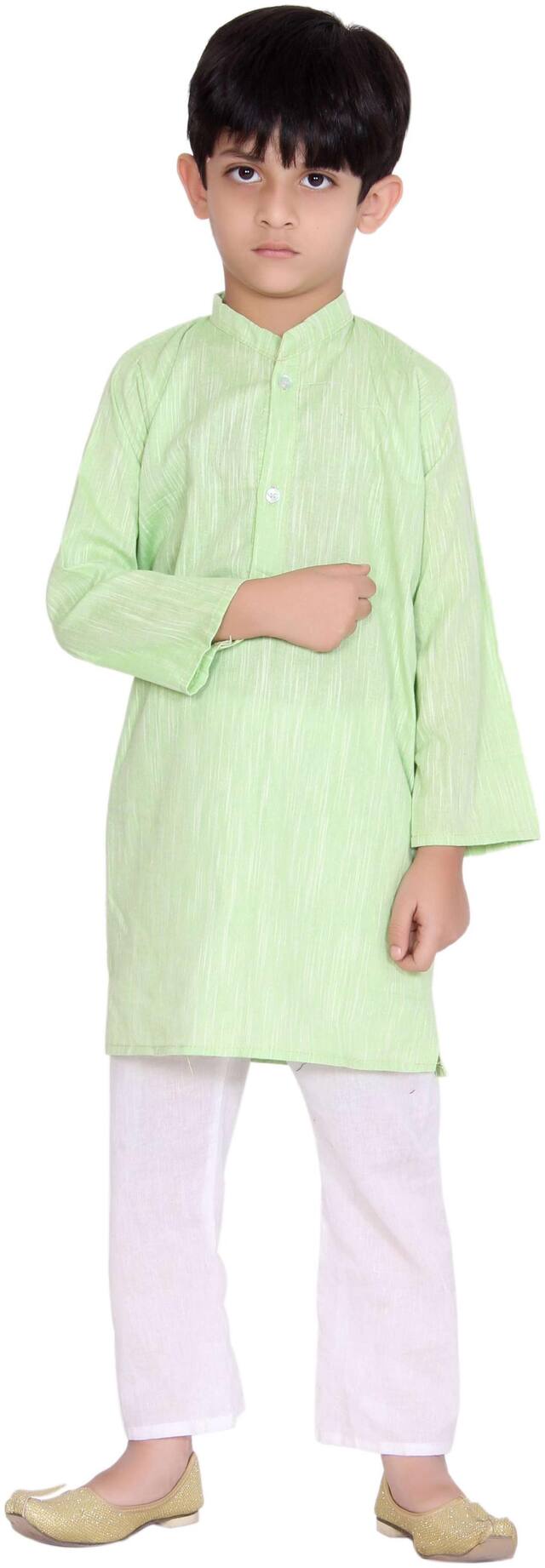 KASTIEL Boy Cotton Printed Kurta pyjama set - Green