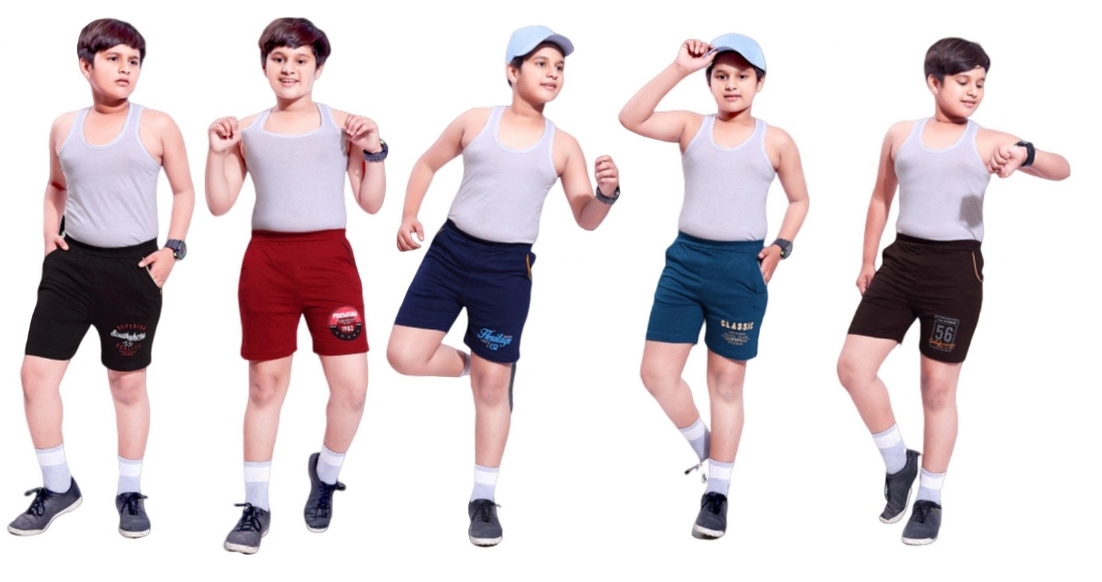 

Kavin s Boys Cotton Shorts Pack of 5 Multicolored
