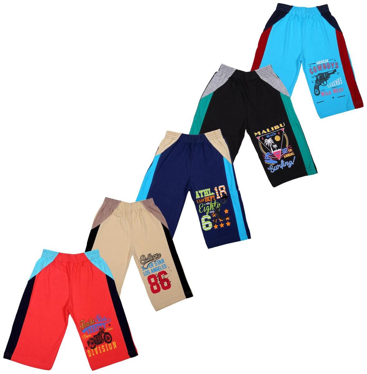 

Kavin s Stylish Attractive Cotton Capri(3 4th Pant) for Kids Pack of 5 Multicolored