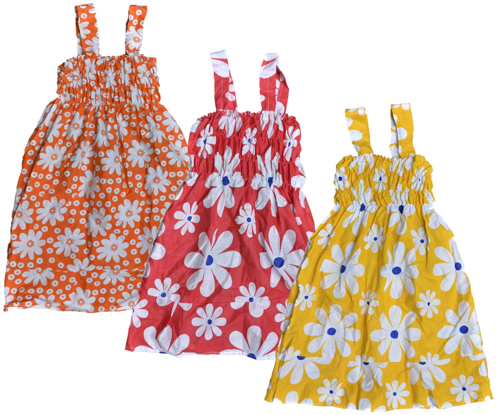 

Kavya Multi Cotton Sleeveless Knee Length Princess Frock ( Pack of 3 )