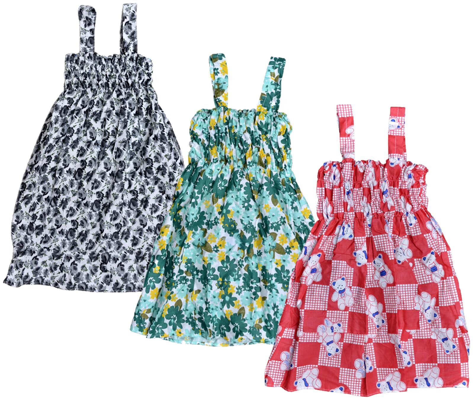 

Kavya Multi Cotton Sleeveless Knee Length Princess Frock ( Pack of 3 )