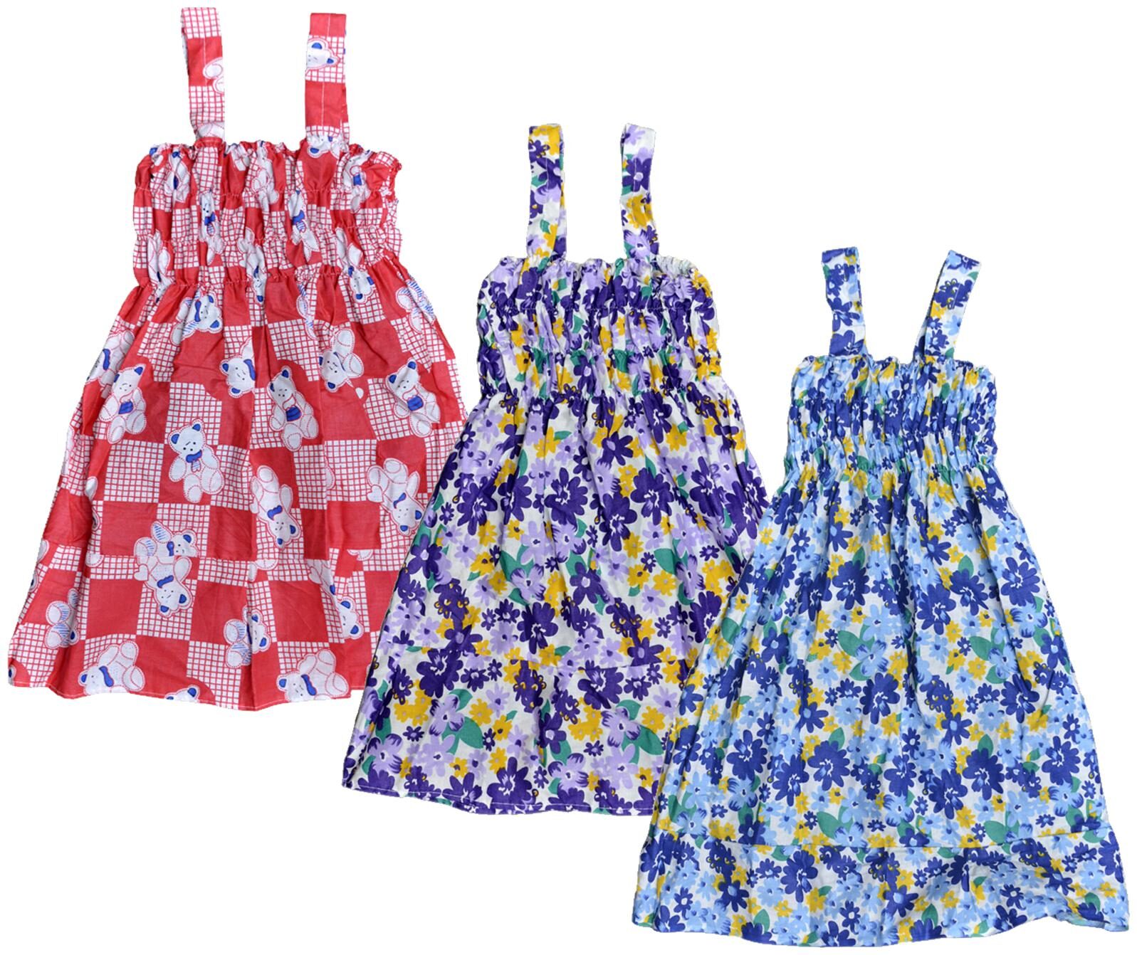 

Kavya Multi Cotton Sleeveless Knee Length Princess Frock ( Pack of 3 )