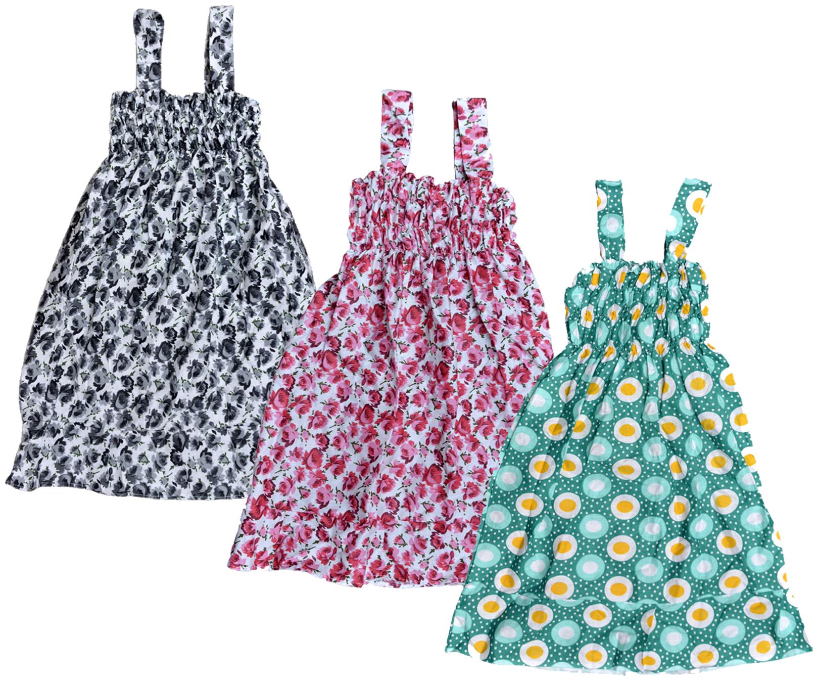 

Kavya Multi Cotton Sleeveless Knee Length Princess Frock ( Pack of 3 )