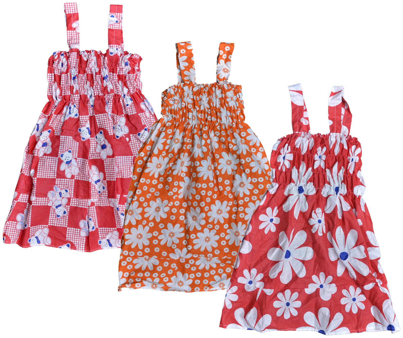 

Kavya Multi Cotton Sleeveless Knee Length Princess Frock ( Pack of 3 )