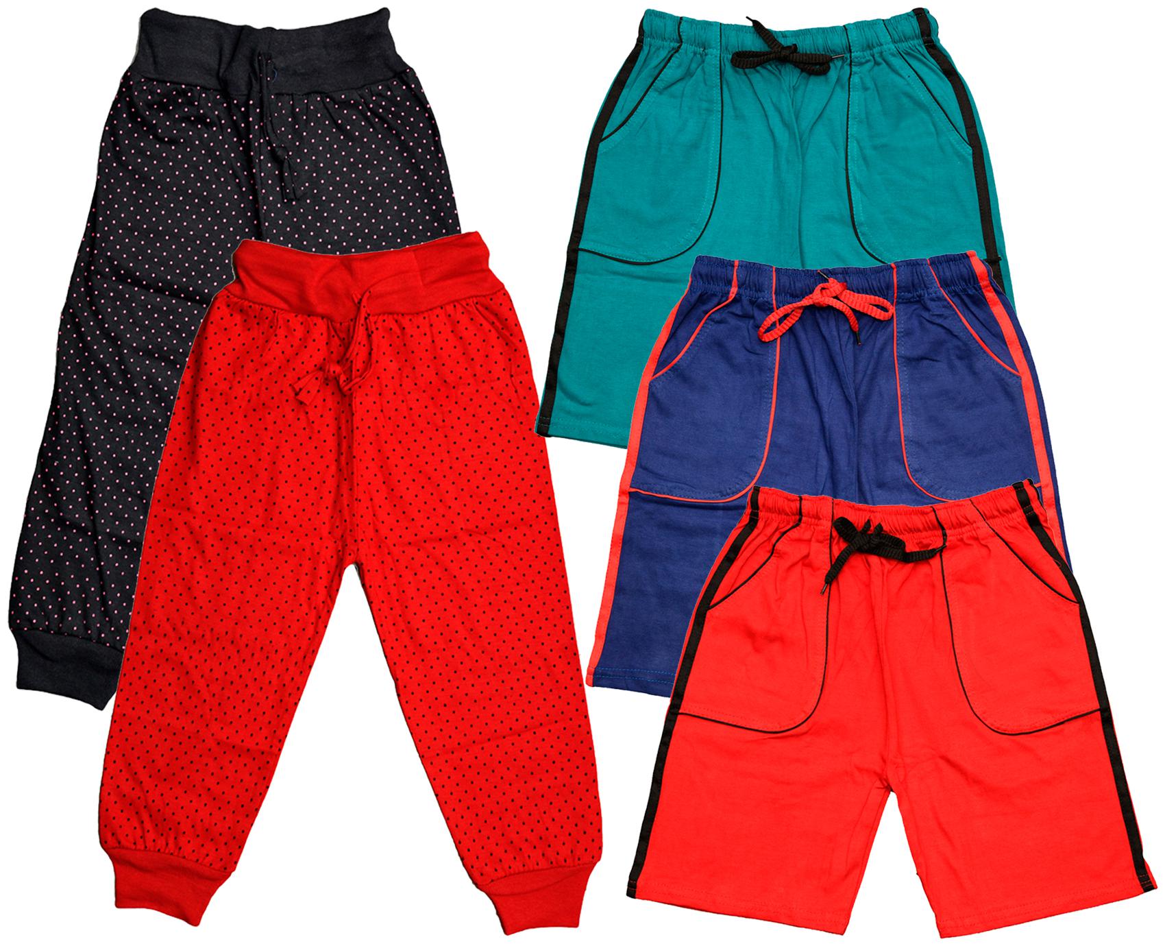 

KAVYA Boys Cotton Solid Capri and Shorts Bermuda (Pack of 5)(Multi)