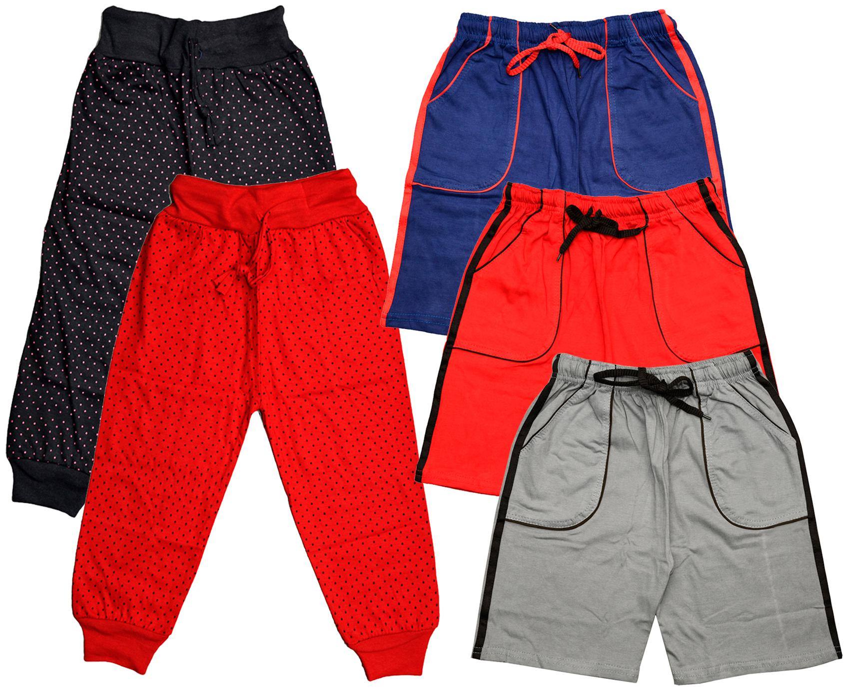 

KAVYA Boys Cotton Solid Capri and Shorts Bermuda (Pack of 5)(Multi)