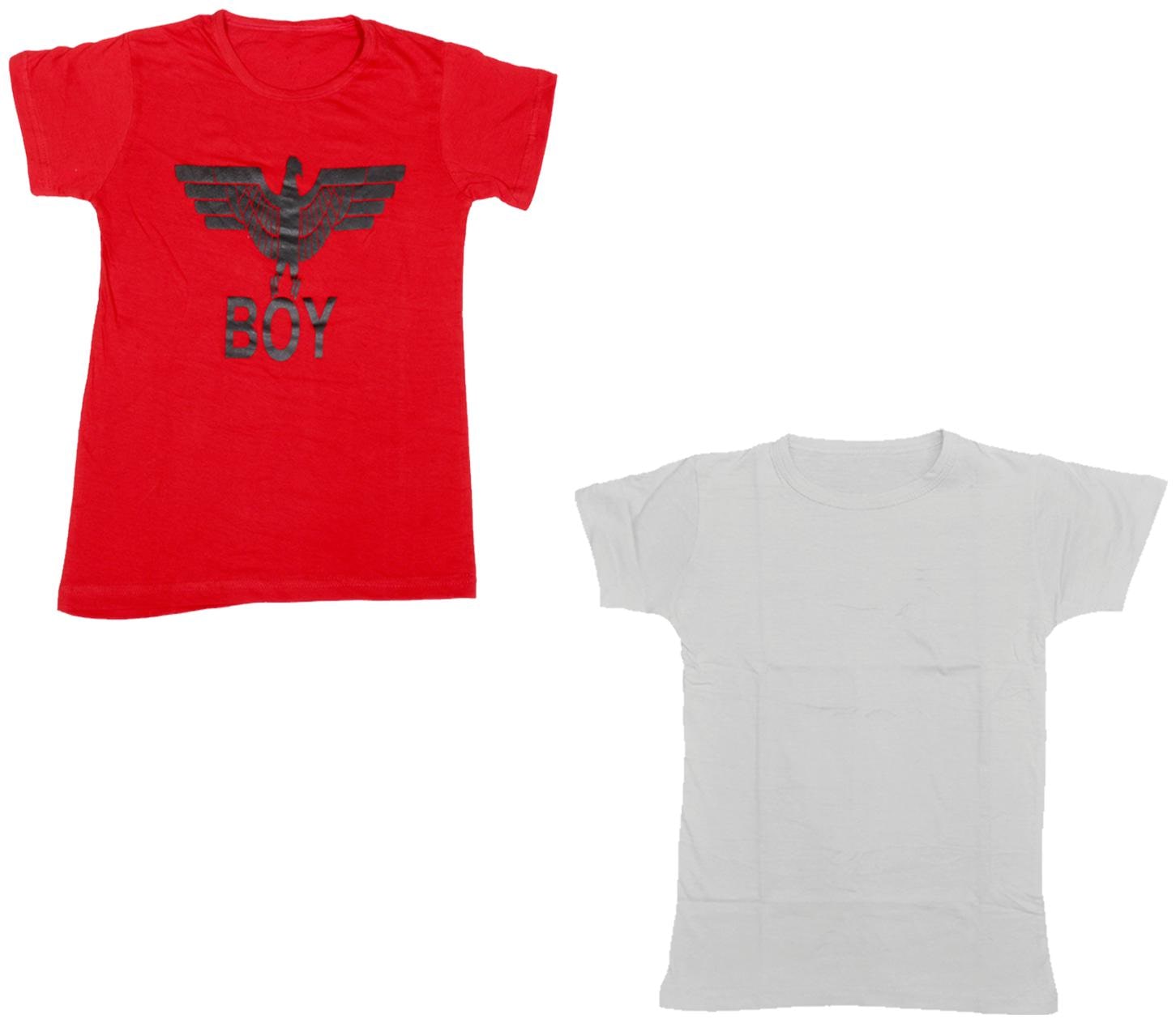 

Kavya Boy Cotton Printed T-shirt - Red White