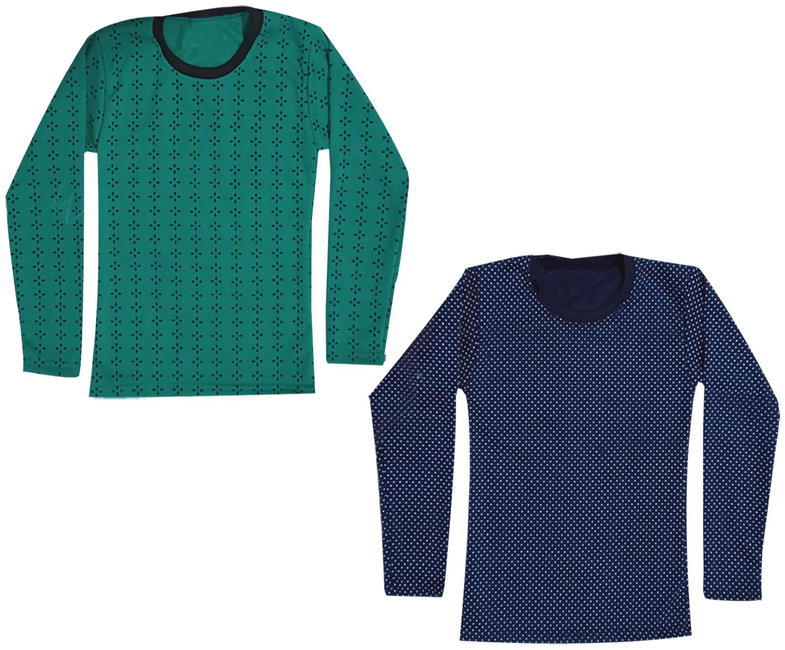 

Kavya Girl Wool Printed T shirt - Blue Green