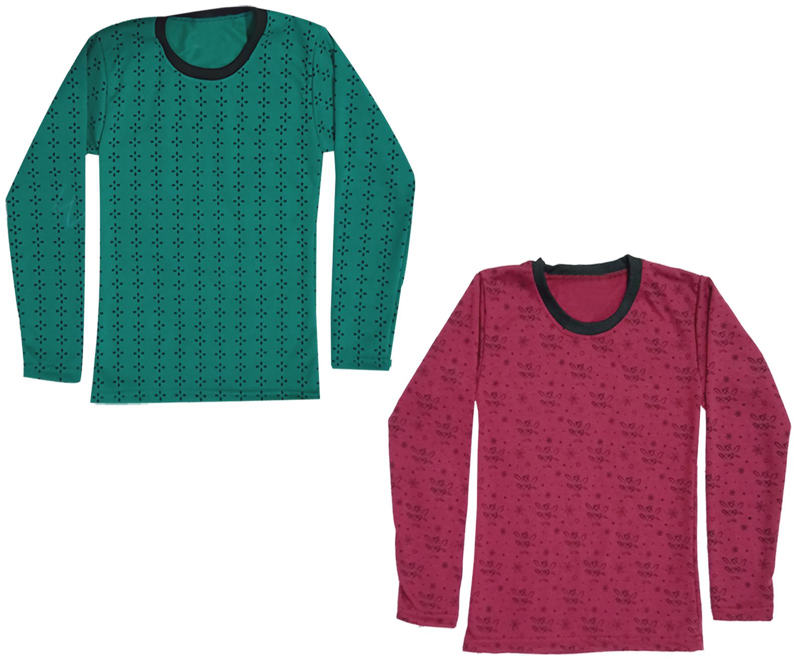 

Kavya Girl Wool Printed T shirt - Green Red