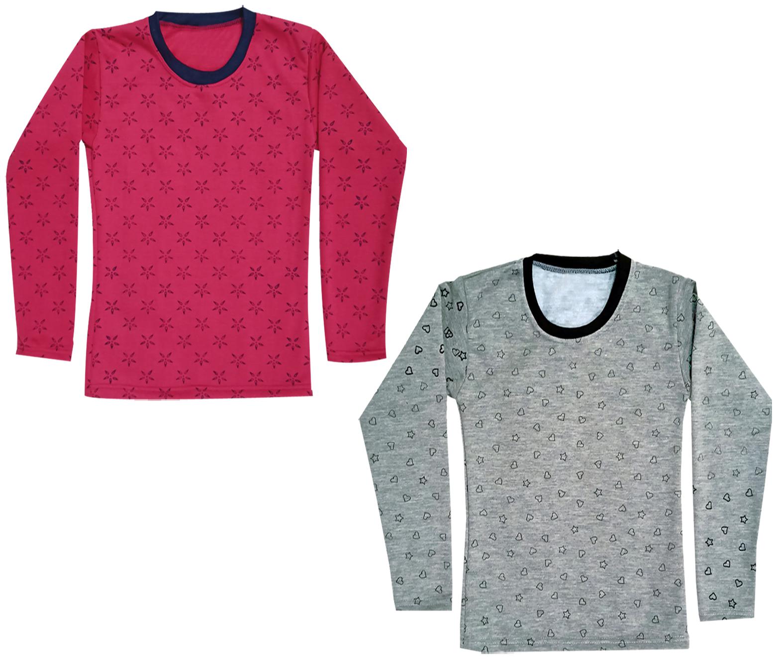 

Kavya Girl Wool Printed T shirt - Maroon Grey