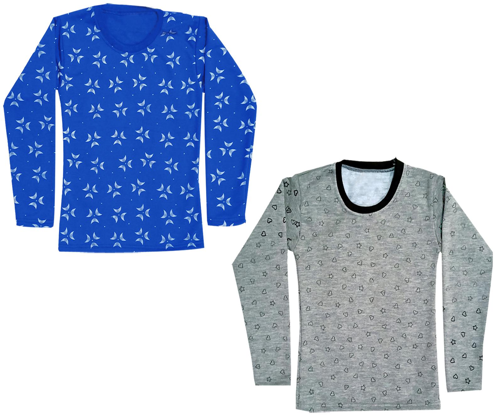 

Kavya Girl Wool Printed T shirt - Blue Grey