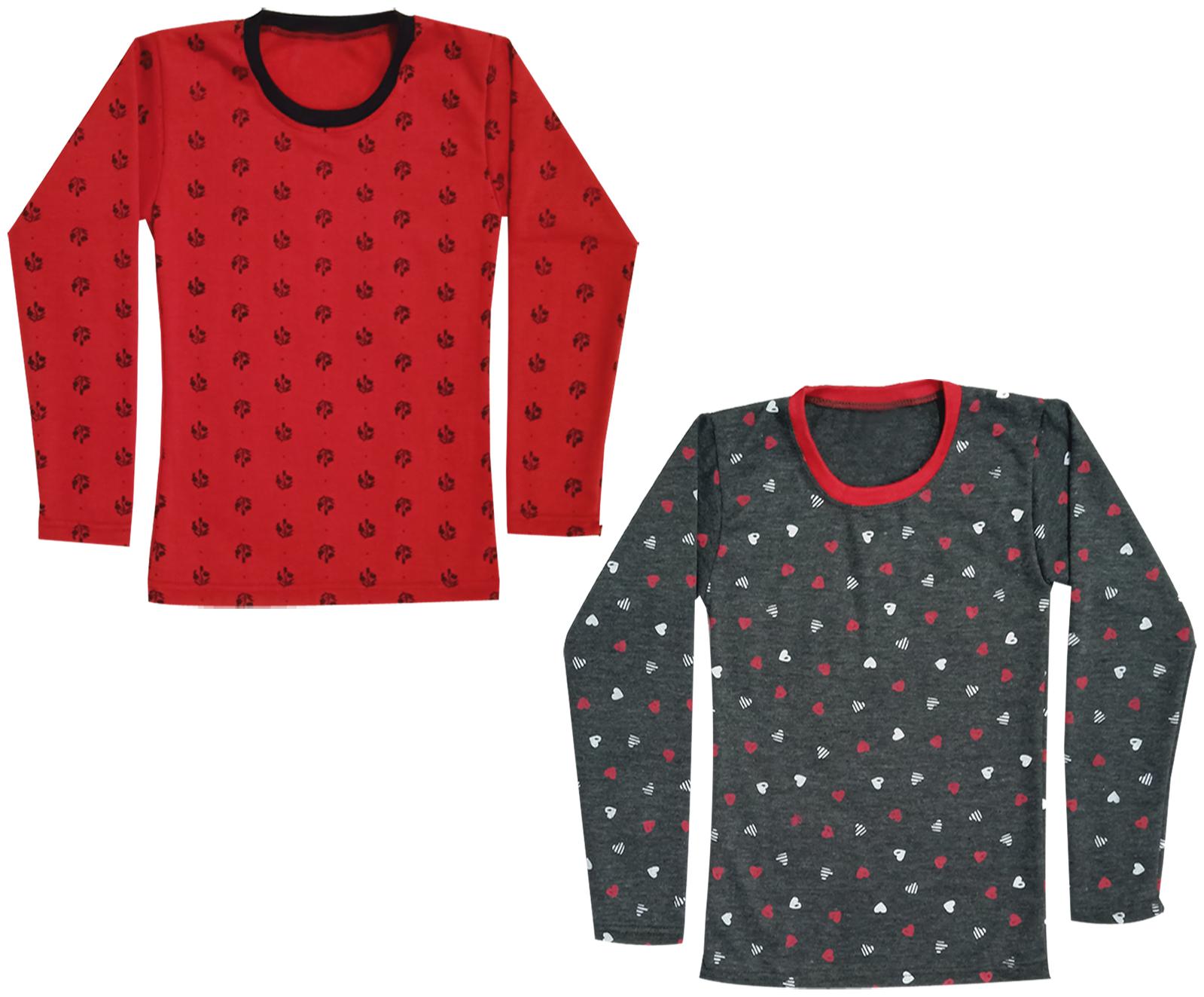 

Kavya Girl Wool Printed T shirt - Red Black