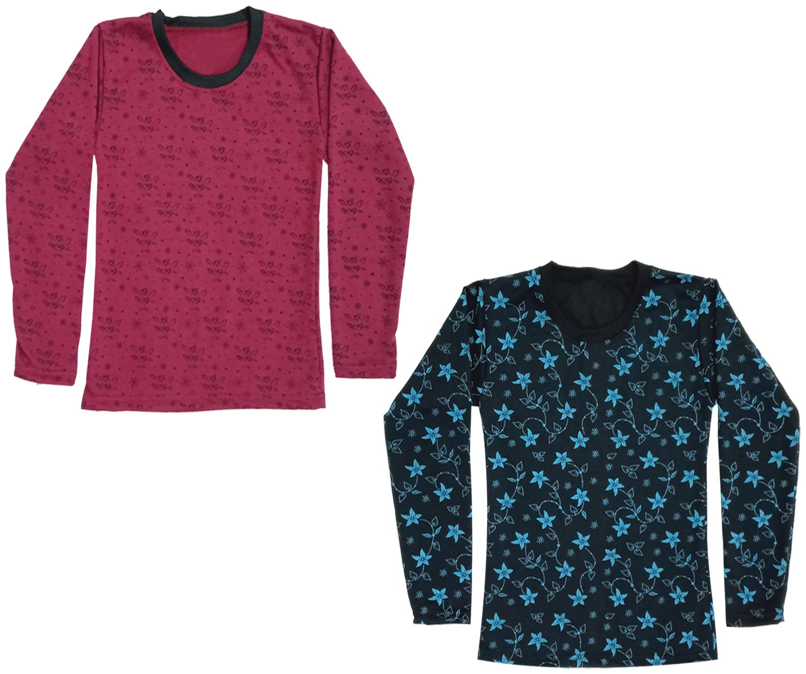 

Kavya Girl Wool Printed T shirt - Maroon Green