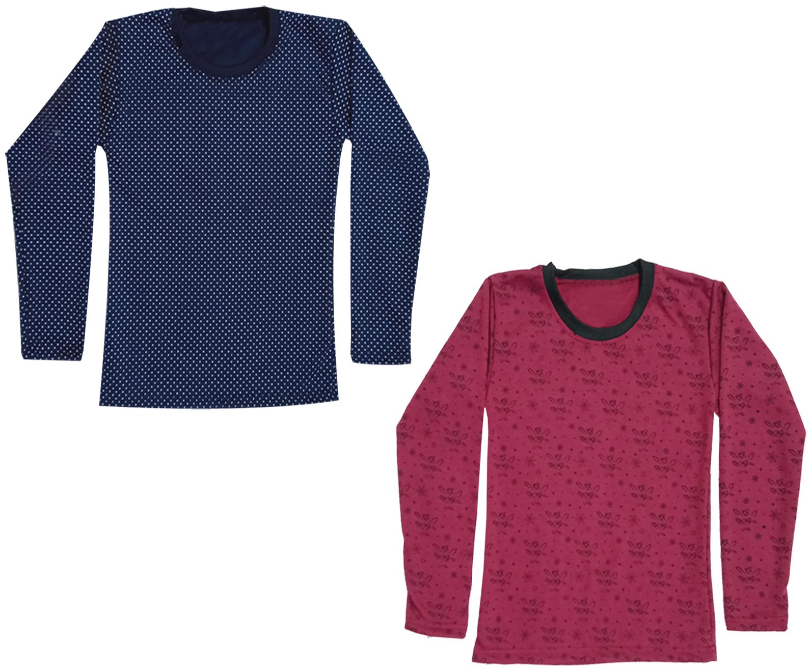 

Kavya Girl Wool Printed T shirt - Red Blue