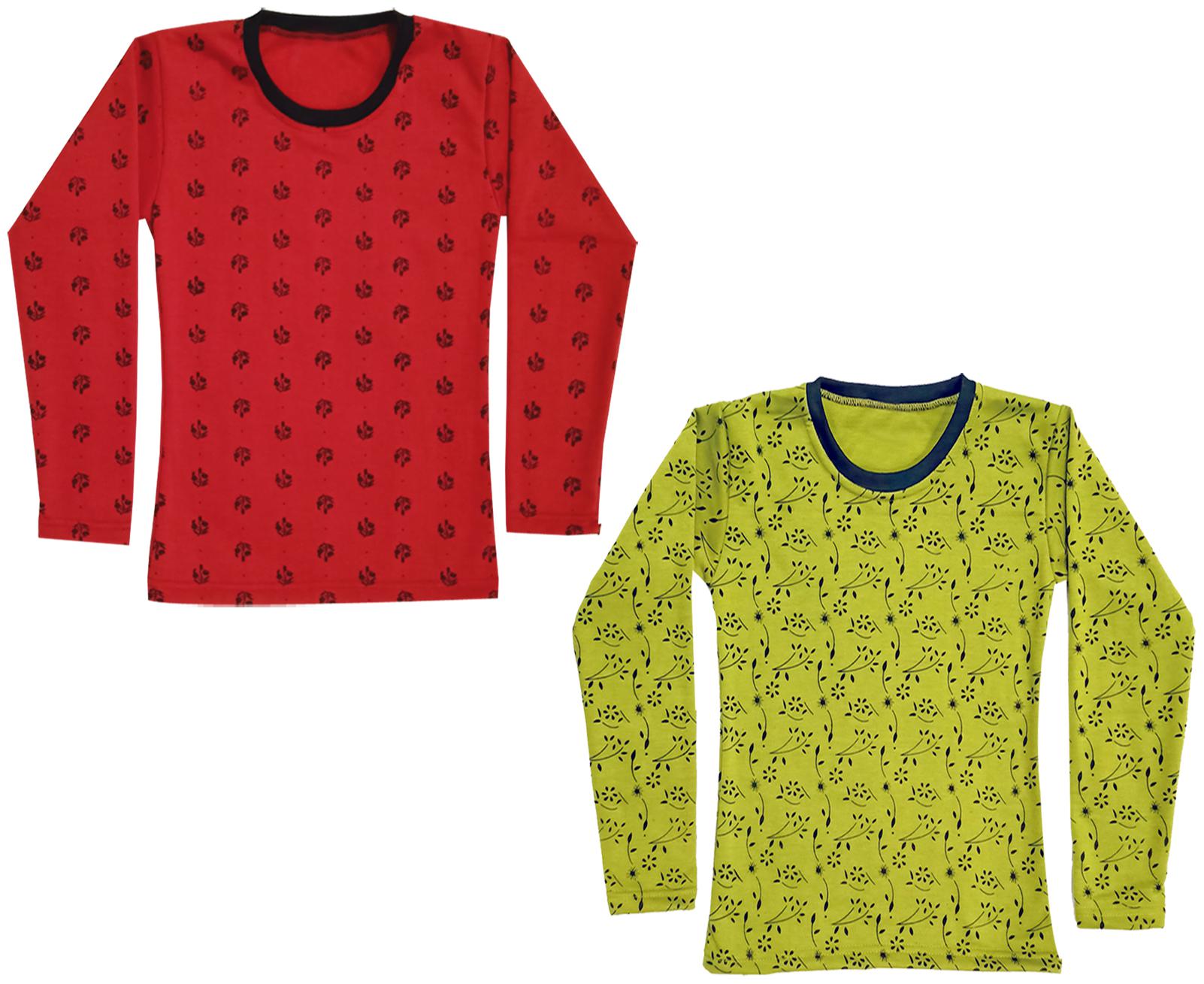 

Kavya Girl Wool Printed T shirt - Red Yellow