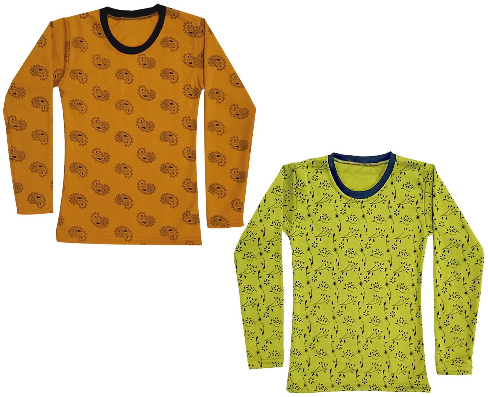 

Kavya Girl Wool Printed T shirt - Orange Yellow