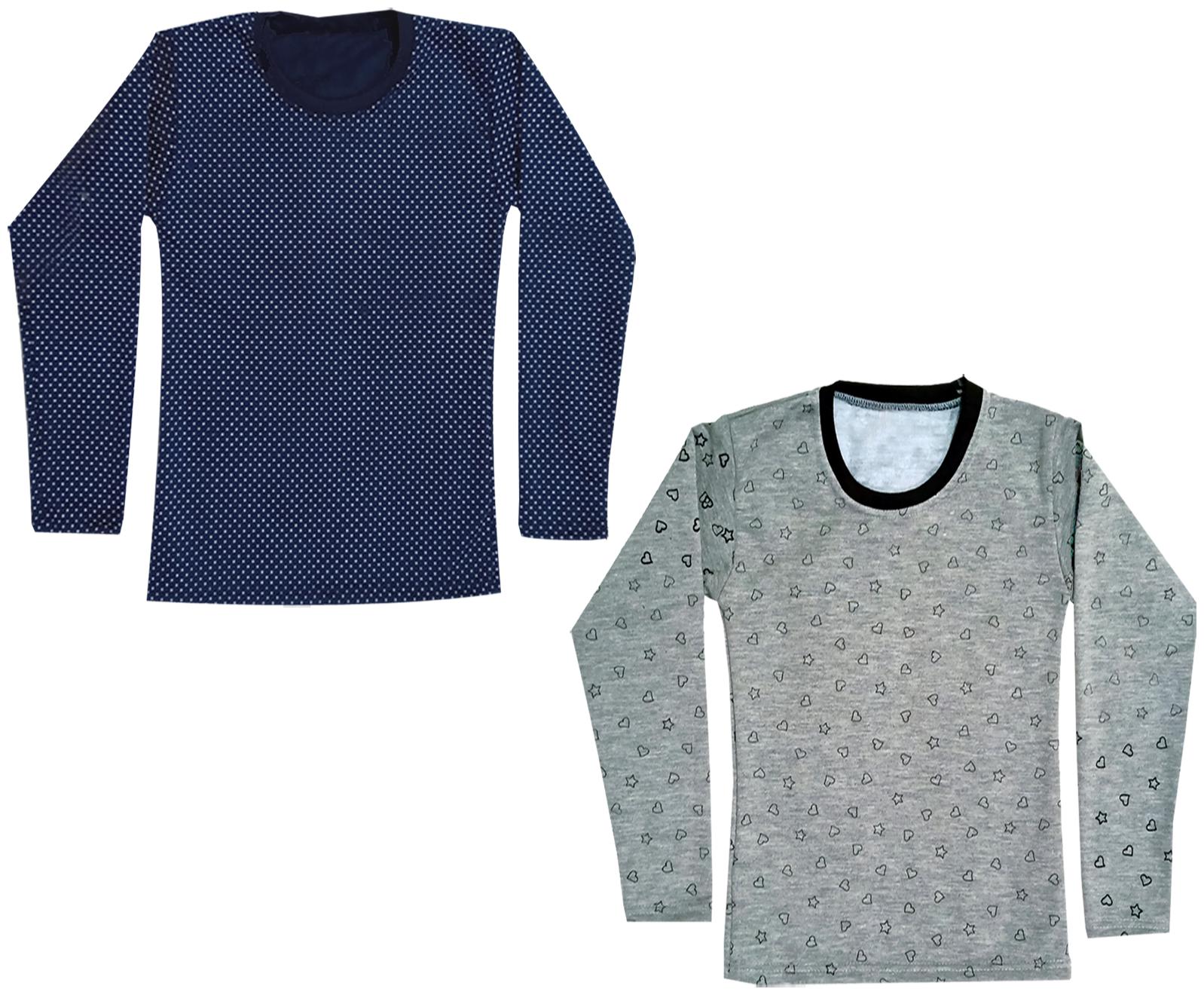 

Kavya Girl Wool Printed T shirt - Blue Grey