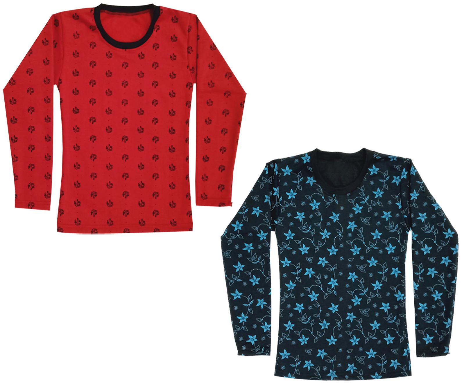 

Kavya Girl Wool Printed T shirt - Red Green