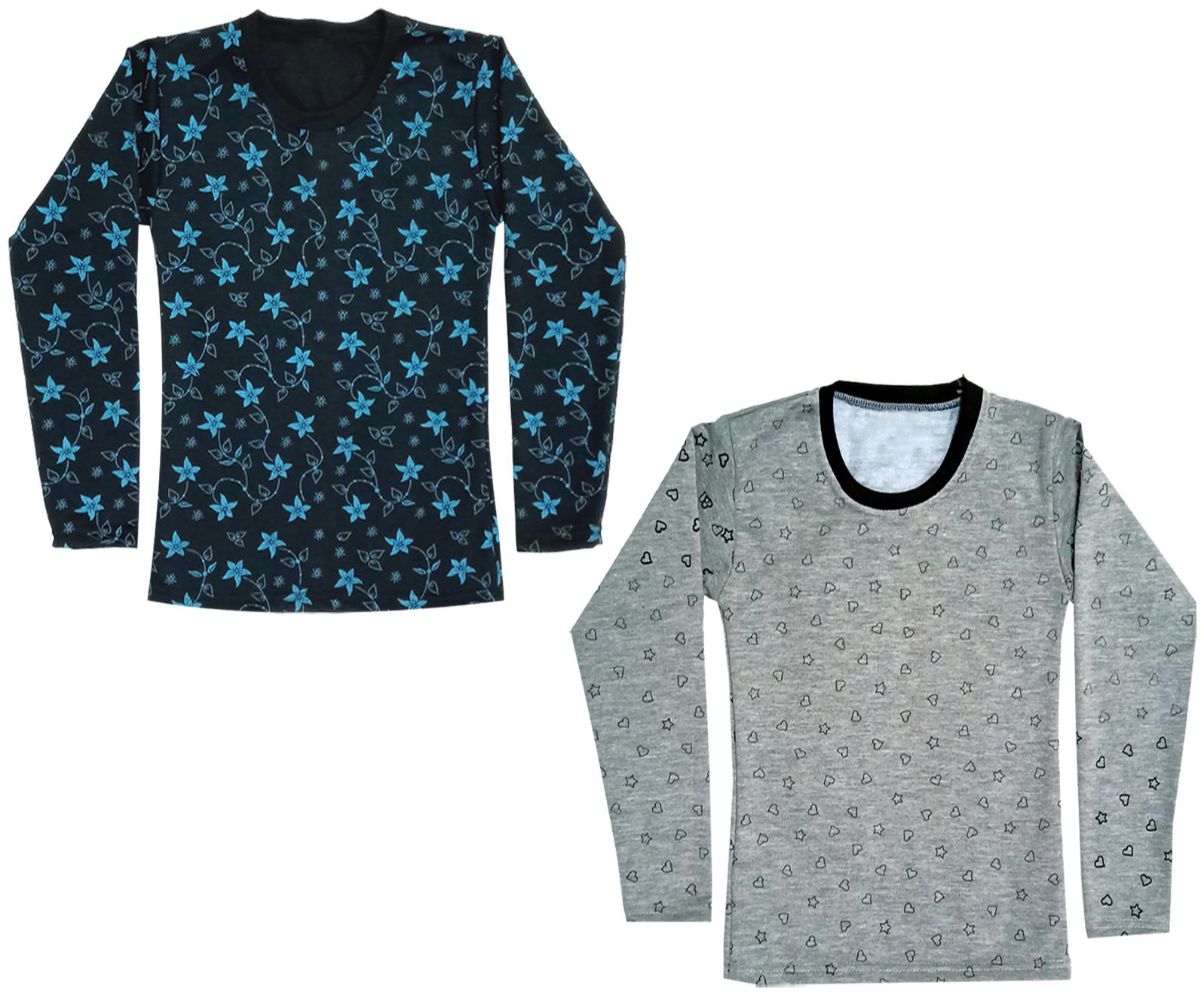 

Kavya Girl Wool Printed T shirt - Green Grey