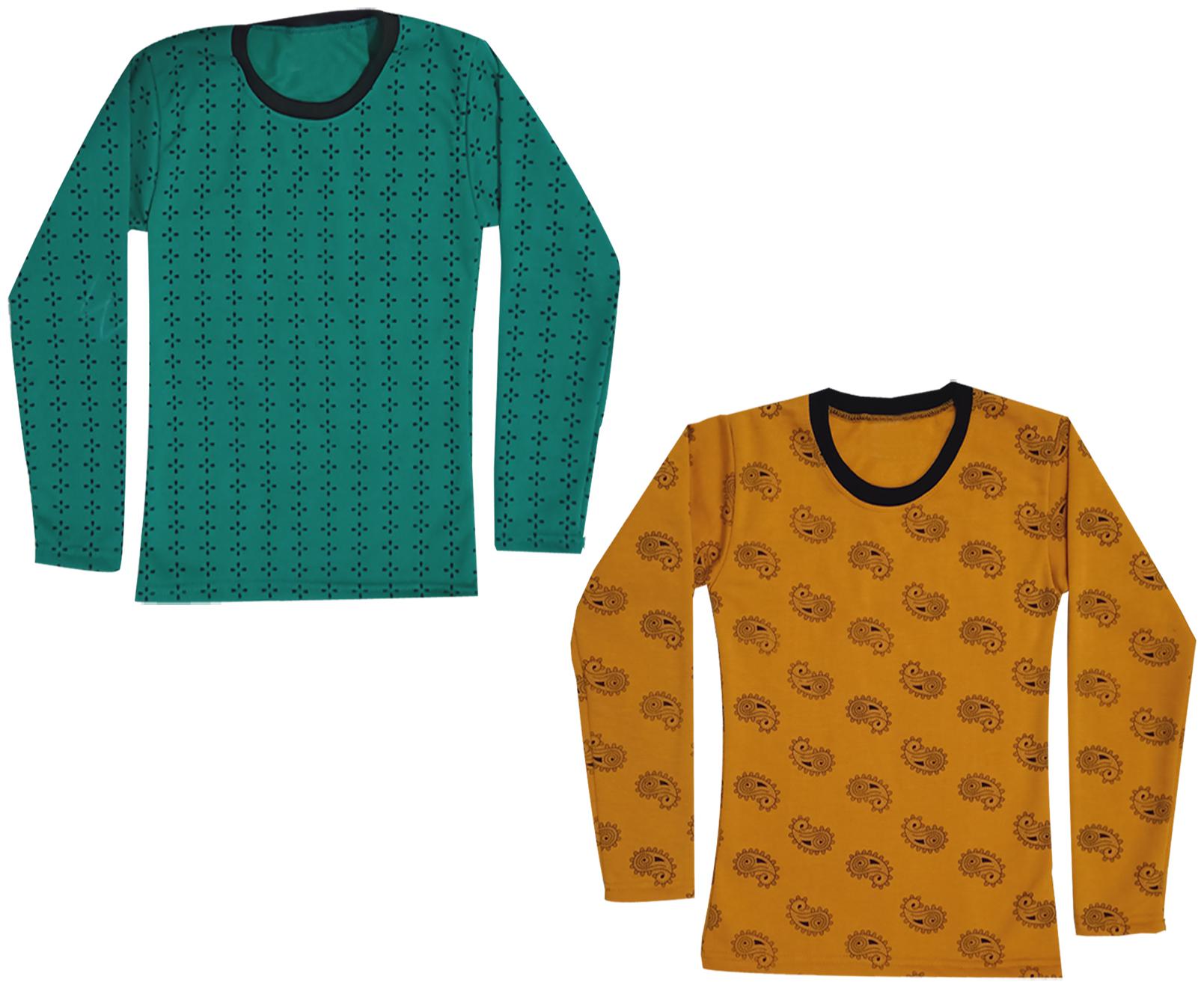 

Kavya Girl Wool Printed T shirt - Green Yellow