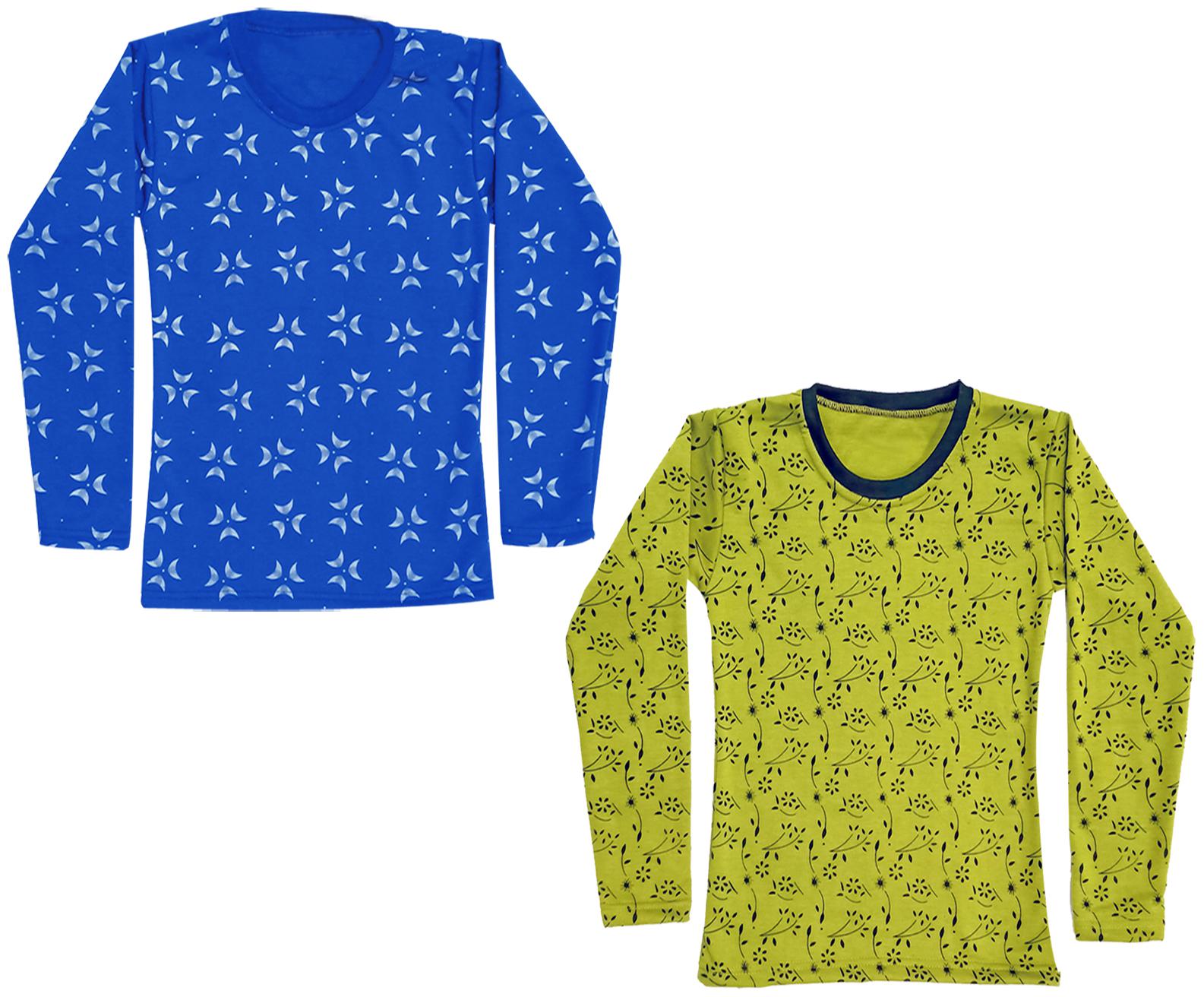

Kavya Girl Wool Printed T shirt - Blue Yellow