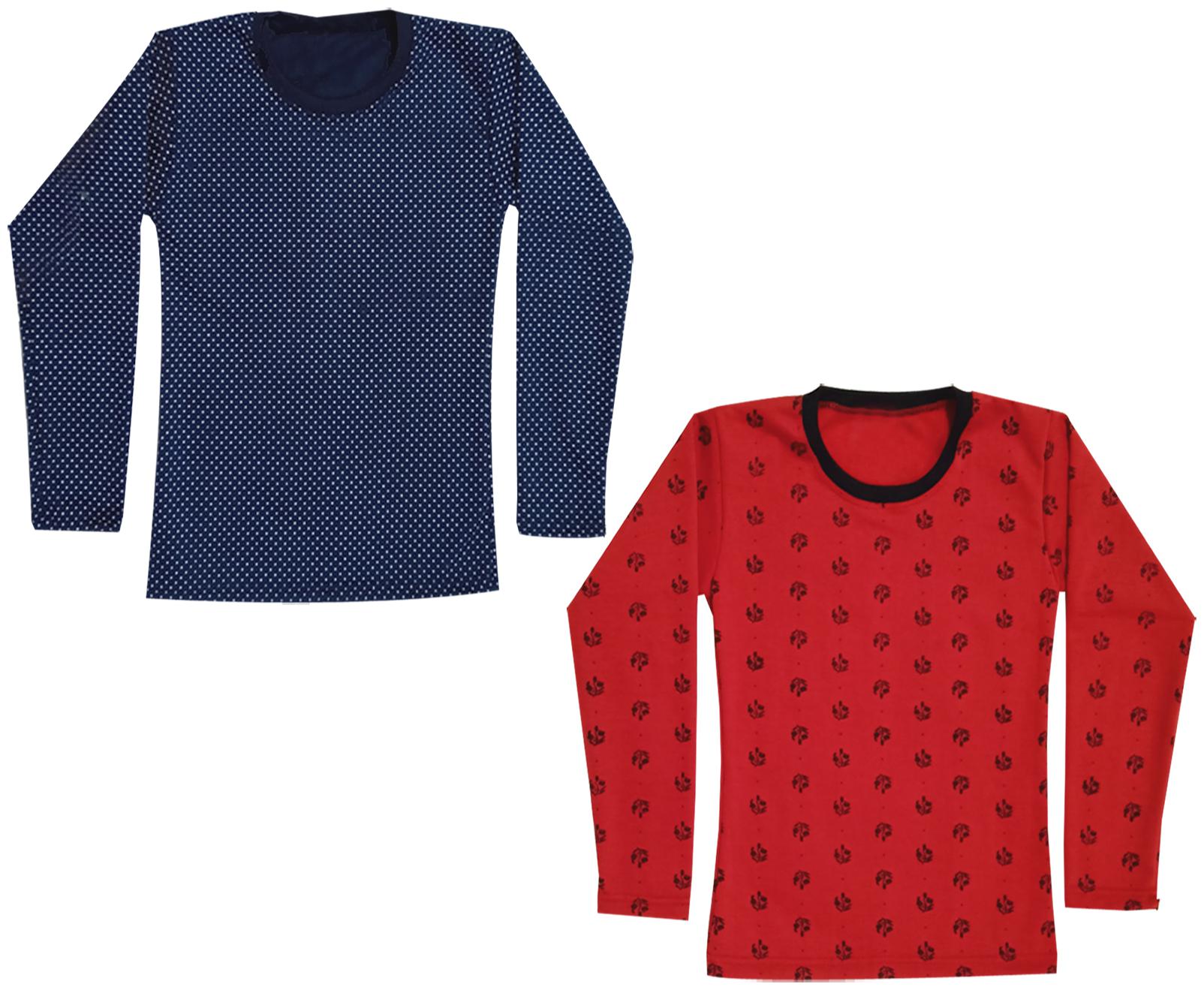 

Kavya Girl Wool Printed T shirt - Red Blue