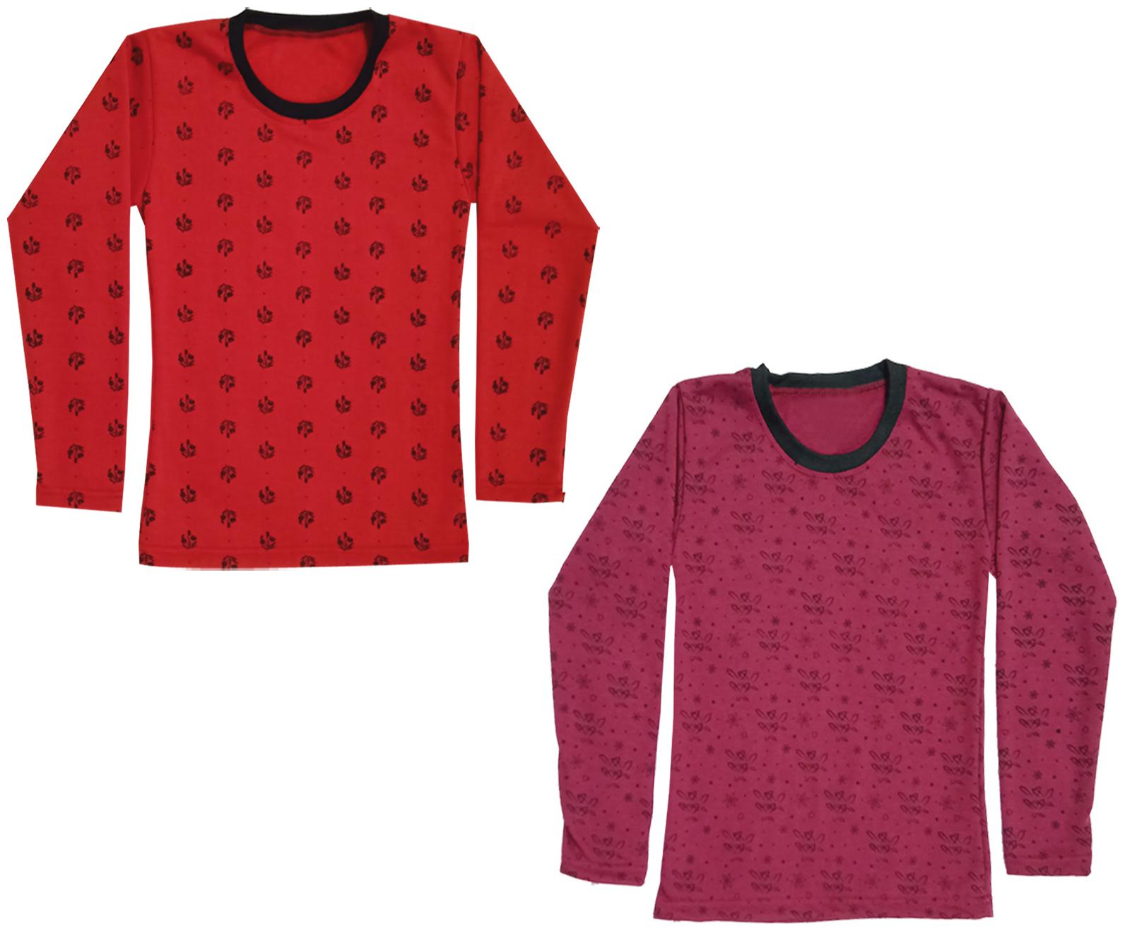 

Kavya Girl Wool Printed T shirt - Red Maroon