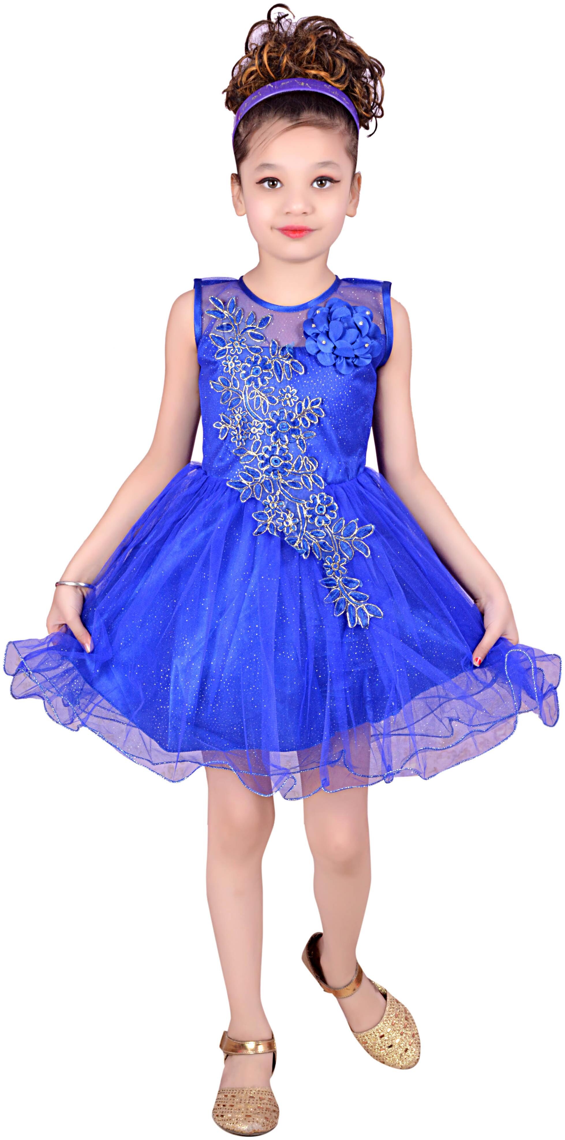 

KBKIDSWEAR Baby girl Net Solid Princess frock - Blue