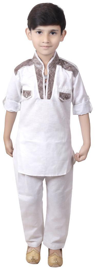 

KBKIDSWEAR Boy Cotton Solid Kurta pyjama set - Multi