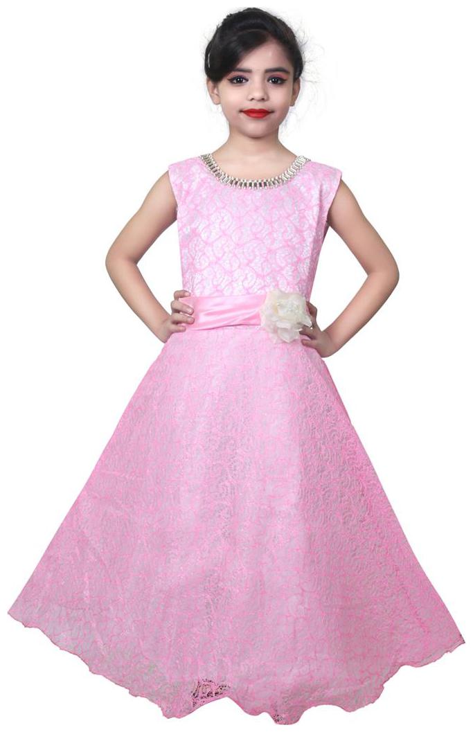 

KBKIDSWEAR Girl s Self Design Party Wear Premium Net Gown (7 - 8 Years)