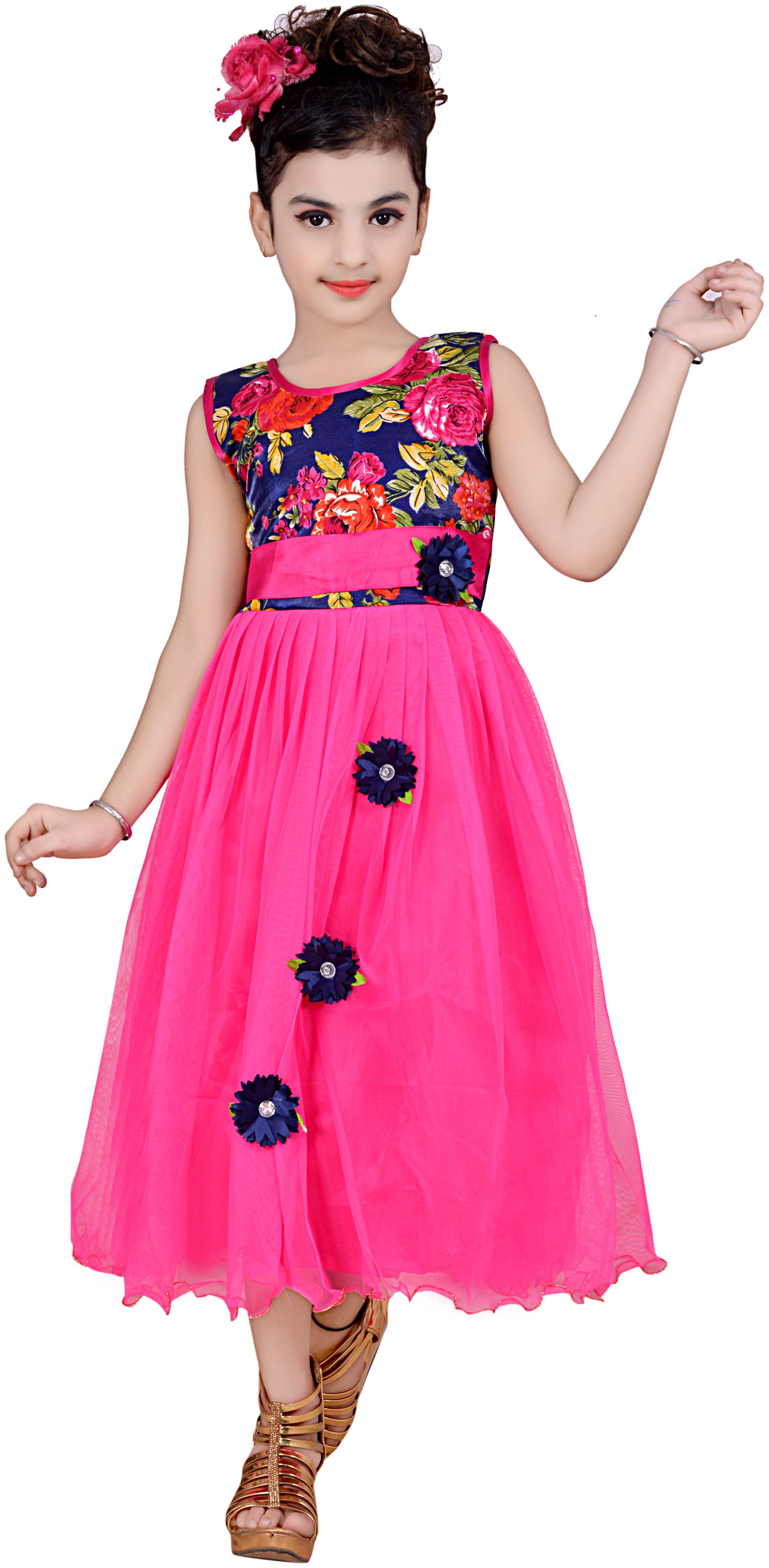 

KBKIDSWEAR Pink Net Sleeveless Above Knee Princess Frock ( Pack of 1 )
