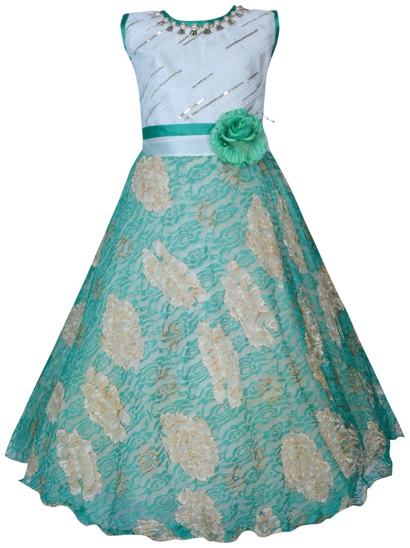 

KBKIDSWEAR Girl s Embroidered Design Party Wear Premium Net Gown (3 - 4 Years)